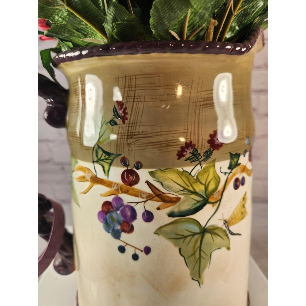 VTG Tracy Porter Pitcher Claret Collection Grape &Vine Hand Painted 9.5" Tall - Picture 5 of 8